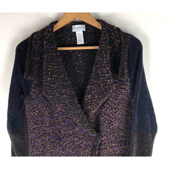 Soft Surroundings Mixed Media Shawl Cardigan Boucle Knit Multicolor Boho Sz L - Picture 3 of 8